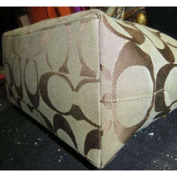 Coach 2007 Cursive Creed Limited Edition Signature Stripe Canvas & Leather Tote - Picture 9 of 13